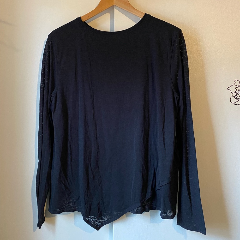 Lululemon Black Asymmetrical Long Sleeve Top Sheer Workout Womens